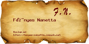 Fényes Nanetta névjegykártya